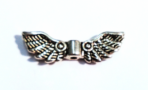 Angel wings – double – 22 mm – antique silver colored