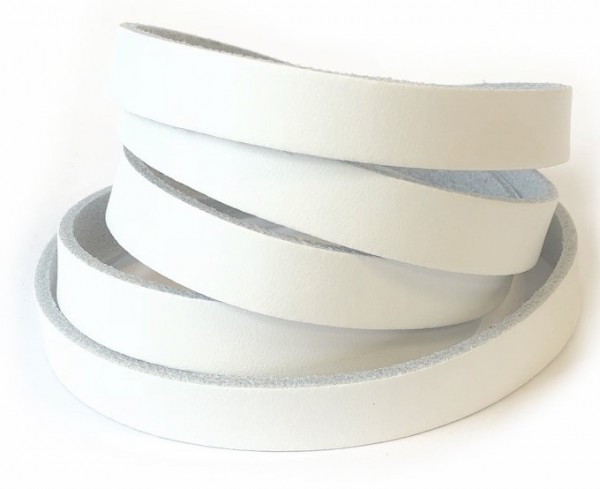 Lederband flach 10mm - weiss - 1 Meter - aus deutscher Produktion