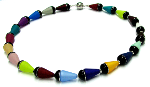 Polariscollier cone with many colors, black/colored, length 46 cm