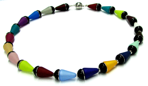 Polariscollier -Konus- mit vielen Farben, schwarz/bunt, Länge 46cm