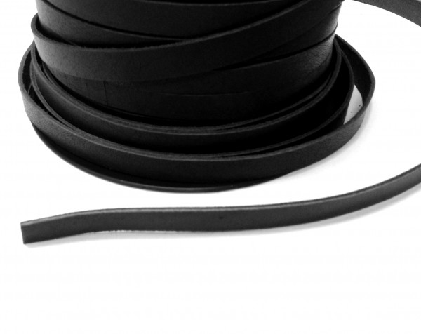 Buffalo leather ribbon flat 8 mm – black – 1 meter –
