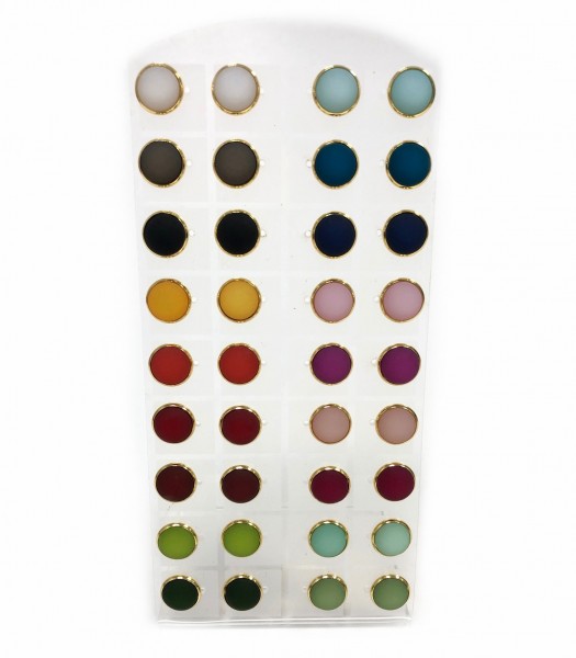 Polaris Earrings 14 mm – stainless steel gold colored Display with 18 pairs in 18 colours