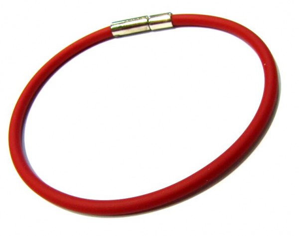 Rubber Bracelet 3 mm red – with click closure – different lengths