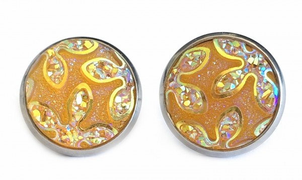 Sunny stud earrings stainless steel 14mm - silver-saffron