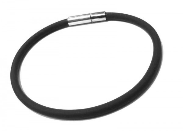 Rubber Bracelet 3 mm black – with click closure – different lengths