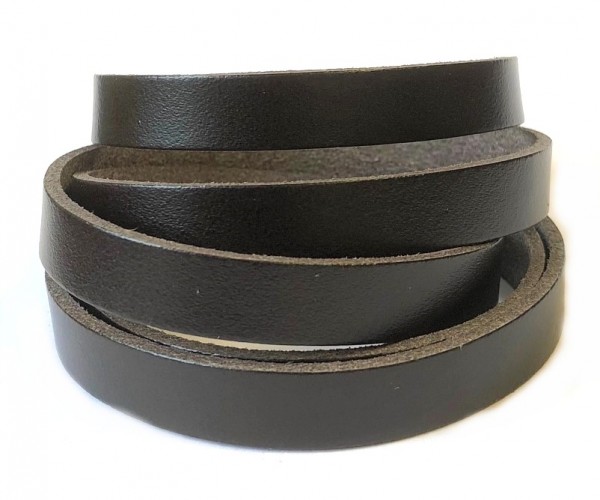 Leather strap flat 10 mm – dark brown – 1 meter –