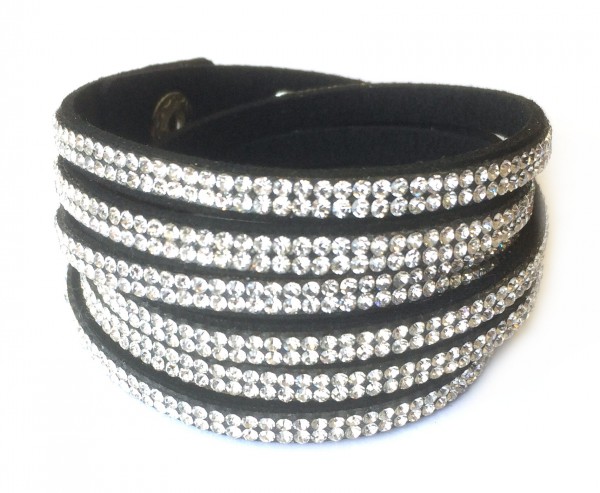 Wickelarmband mit aufwendigen Applikationen - schwarz - längenverstellbar