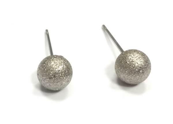 Earrings diamond 6 mm – stainless steel – 1 pair – with plate plug