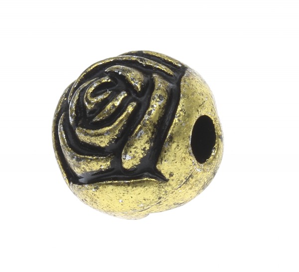 Rose bead 8 mm – antique gold optics