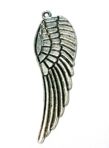 Wings – angel wings – simple – 50 mm – antique silver colored