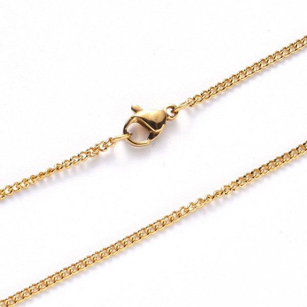 Stainless steel chain - fine curb chain 2,2mm - gold colored - 50cm