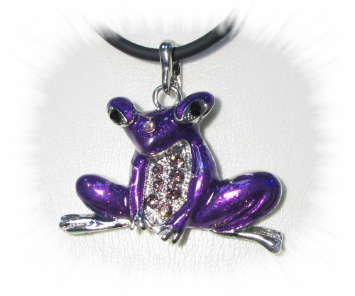 Frog -Purple Froggy Pendant with Crystal Stones