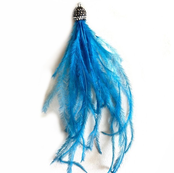 Feather tassel - turquoise - pendant with crystal stones- approx. 12cm