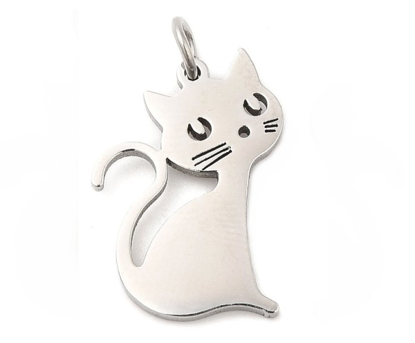 Cat - Pendant made of stainless steel - 2cm - 1 piece