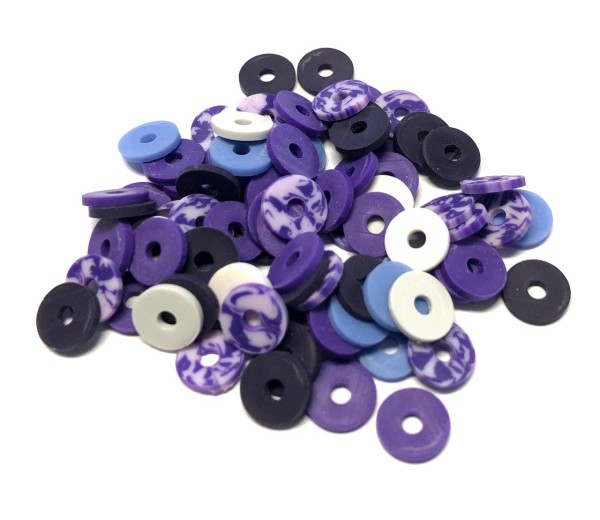 Katsuki beads - Heishi beads 10mm - purple mix - 10cm