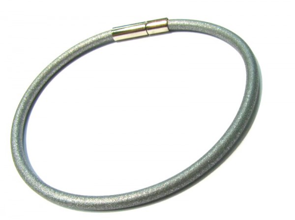 Kautschuk Armband 2mm silber - mit Klickverschluss - verschiedene Längen