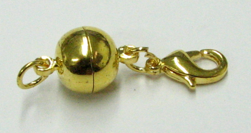 Universal Magnetic clasp – necklace extender chain – strong – sphere 10 mm gold colored