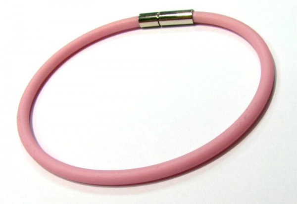 Rubber Bracelet 3 mm pink – with click closure – different lengths