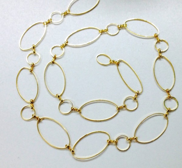 Gliederkette - 100cm - ausgefallenes Design - Oval-Rund - Farbe: gold