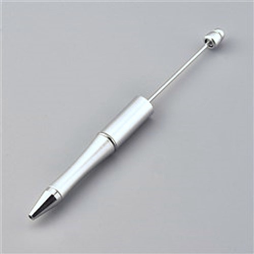 Beadable pen - a ballpoint pen that can be equipped with beads - color: silver