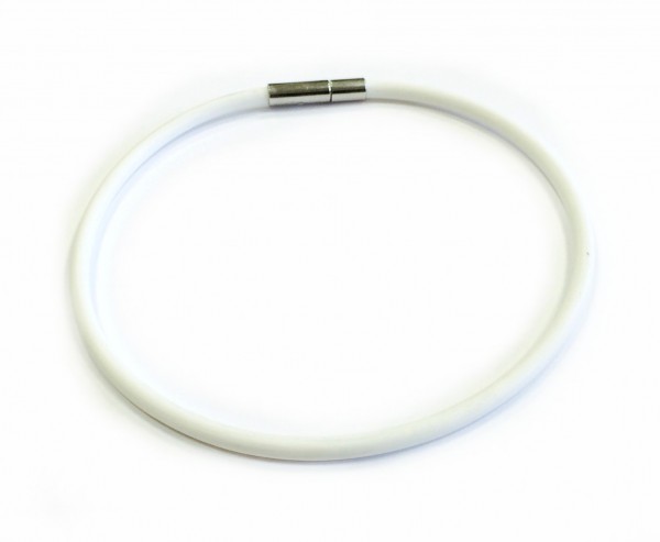 Rubber Bracelet 3 mm white – with click closure – different lengths