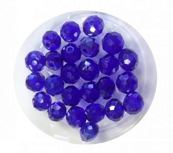Glass cut beads Rondelle 6x4 mm – dark sapphire – 25 pieces – in best quality!