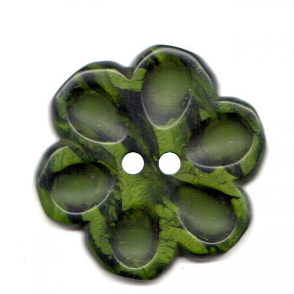 Knopf 44mm - Blume 2-farbig - olive/schwarz