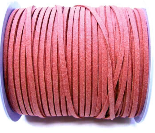 Wool ribbon flat in suede look – salmon – 1 roll – 91 meter