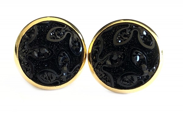 Sunny Ohrstecker Edelstahl 14mm - gold-schwarz