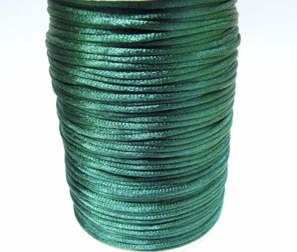 Silk ribbon 2mm – dark green – 91 meter spool artificial silk