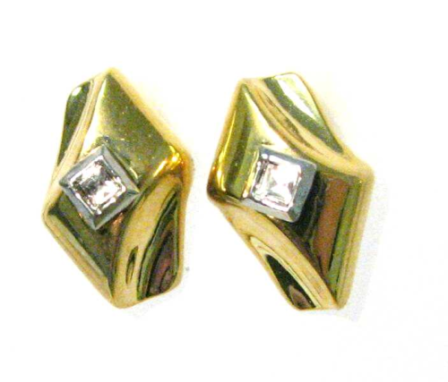 Earrings bicolor gold/silver with crystal