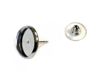 Ohrstecker - Rahmen - Fassung für 10mm Cabochons u.ä.- 1 Stück - Edelstahl