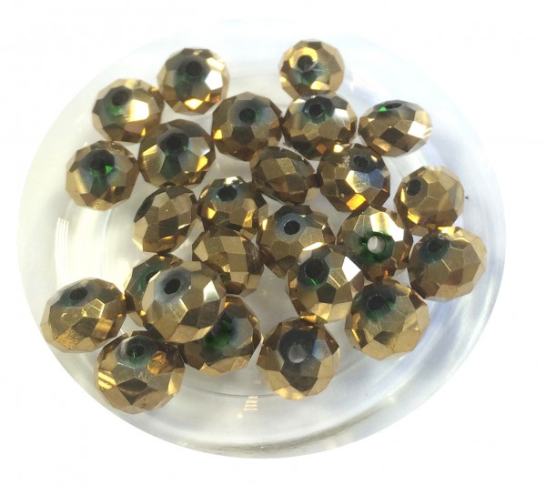 Glass sanded beads Rondelle 6x4 mm – color: Old gold – 25 pieces – in the best quality!