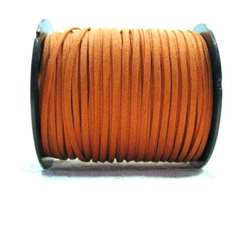 Wollband flach in Wildlederoptik - orange - 1 Meter