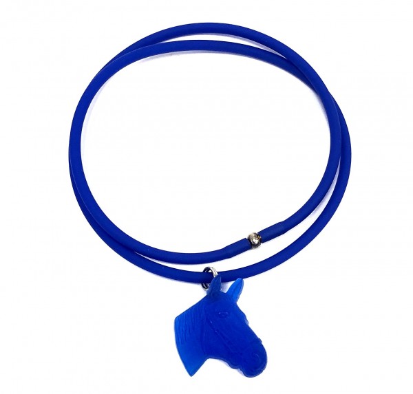 Rubber chain with horse head pendant – blue