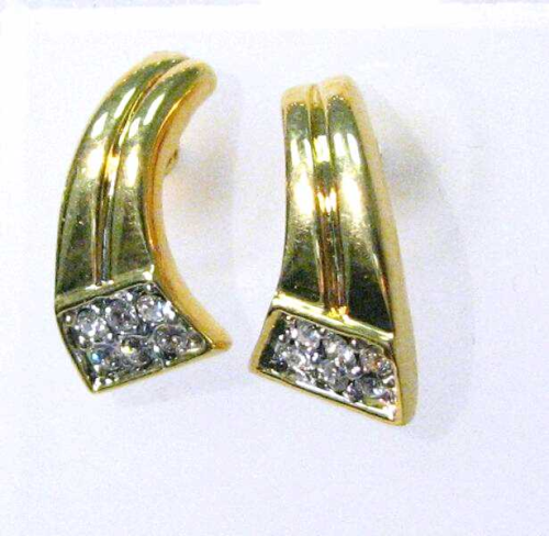Ear studs, arched, gilded with many crystals