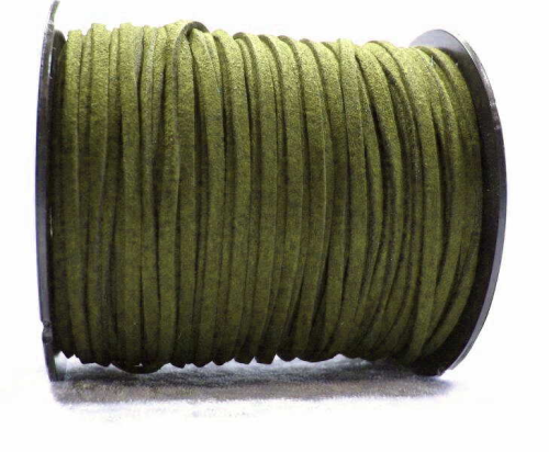 Wool ribbon flat in suede look – light-olive – 1 roll – 91 meter