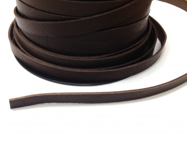 Buffalo leather ribbon flat 10 mm – brown – 1 meter –