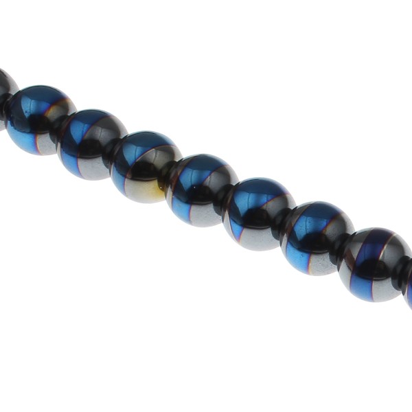Hämatit Perle 12mm glänzend - blau farbig veredelt - 1 Stück