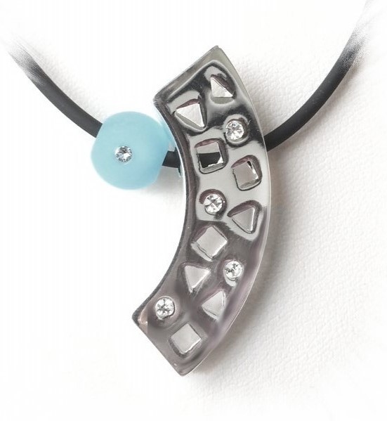 Creative pendant – crescent rhodium plated with Swarovski crystal