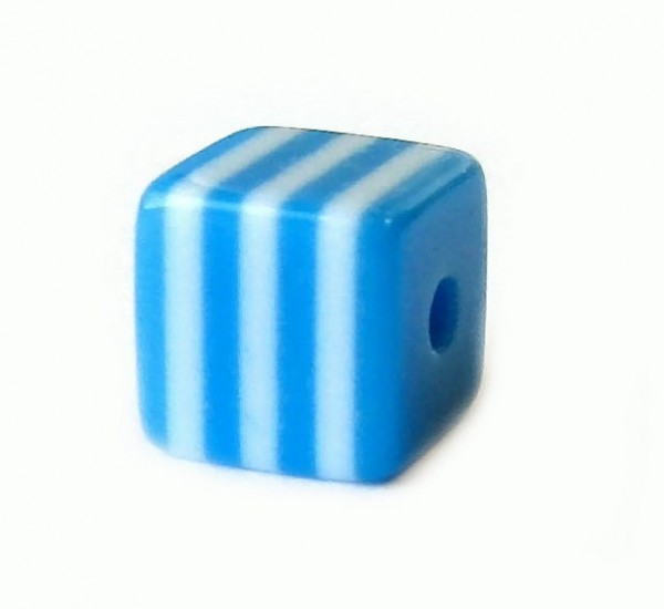 Würfel 8x8mm - Stripes - blau-weiss